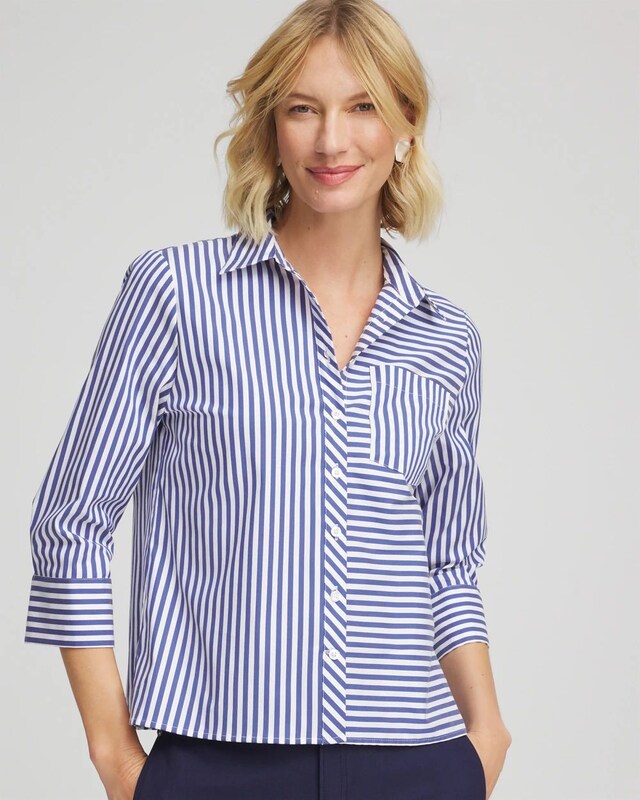 Stripe Mixing Poplin Shirt - image 1